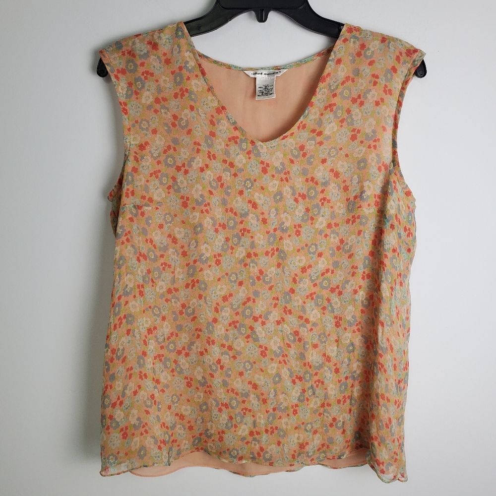 Richard Malcolm Floral Silk Sleeveless Blouse Size Medium